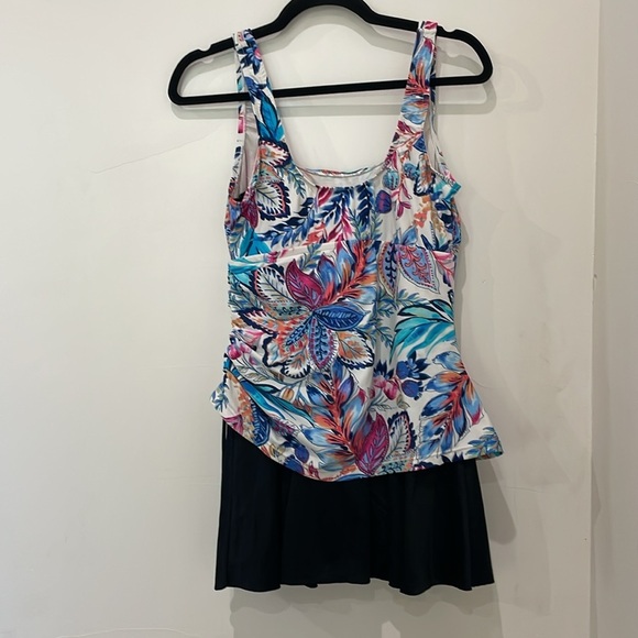 Azul by Maxine of Hollywood Tropical Floral Swim Dress Sz 10 One Piece Swimsuit - Picture 5 of 11